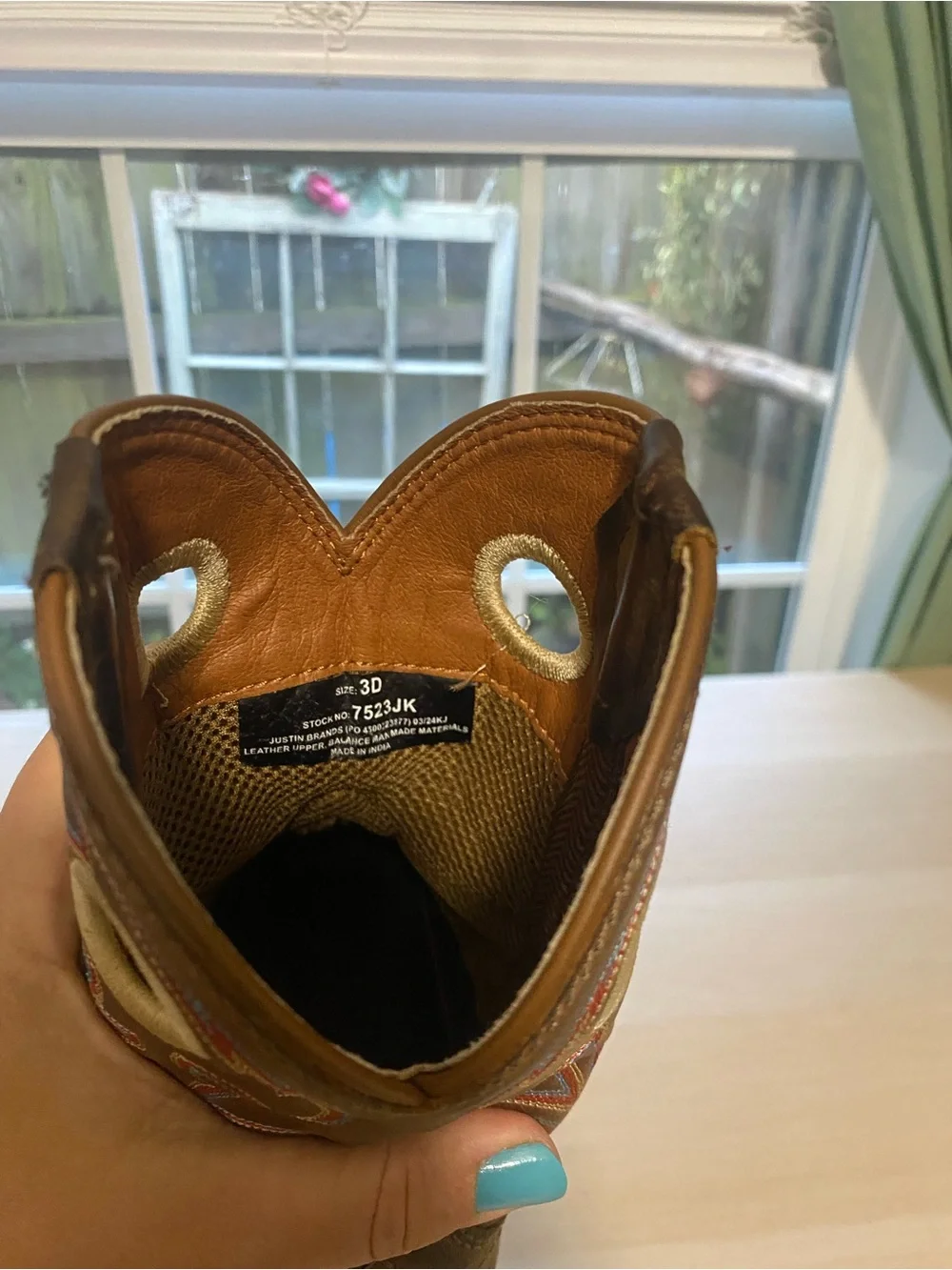 Kids Size 3 Justin Boots Brown Leather Western Boot